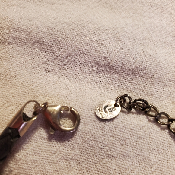 Vintage 925 Silver Semi Precious Stone Leather Bracelet and Necklace - Picture 3 of 4